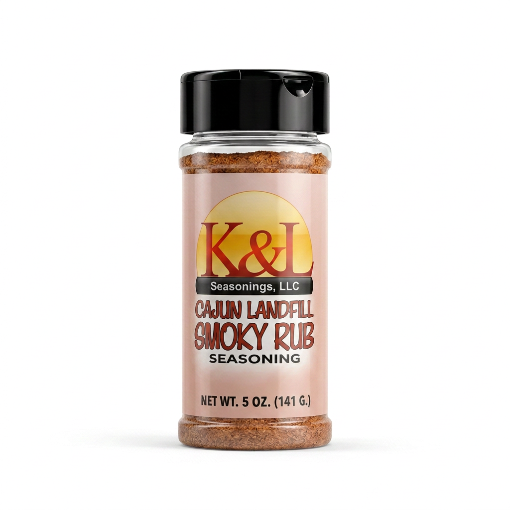 K&L Cajun Landfill Smoky Rub Seasoning bottle